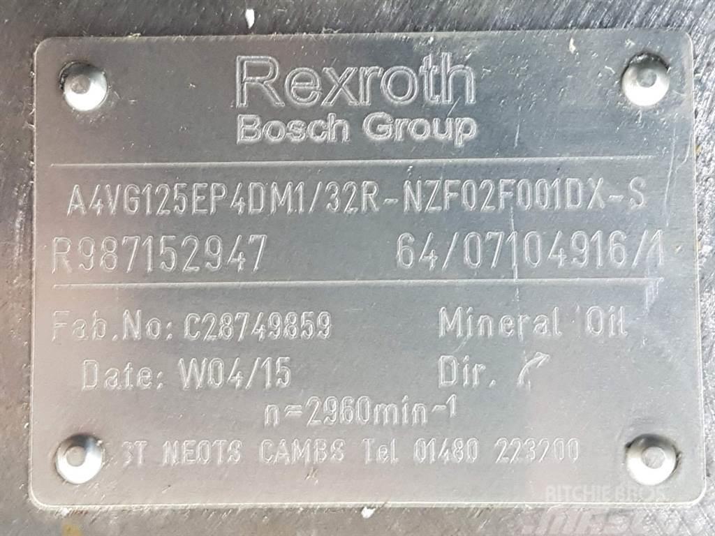 Rexroth A4VG125EP4DM1/32R-R987152947-Drive pump/Fahrpumpe Hydraulics