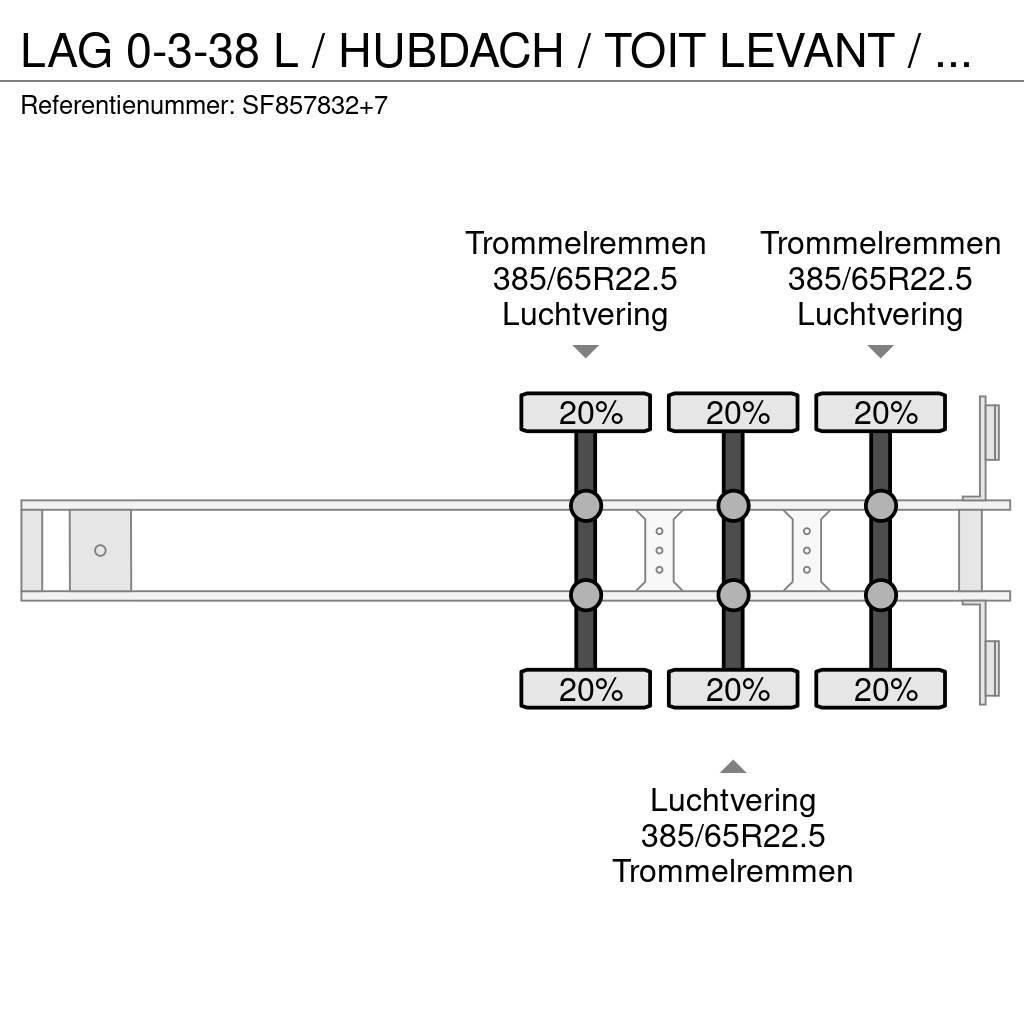 LAG 0-3-38 L / HUBDACH / TOIT LEVANT / HEFDAK / COIL / Curtainsider semi-trailers
