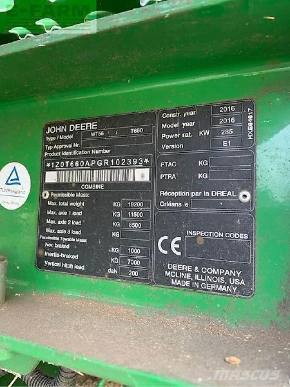 John Deere t660 Kombajni