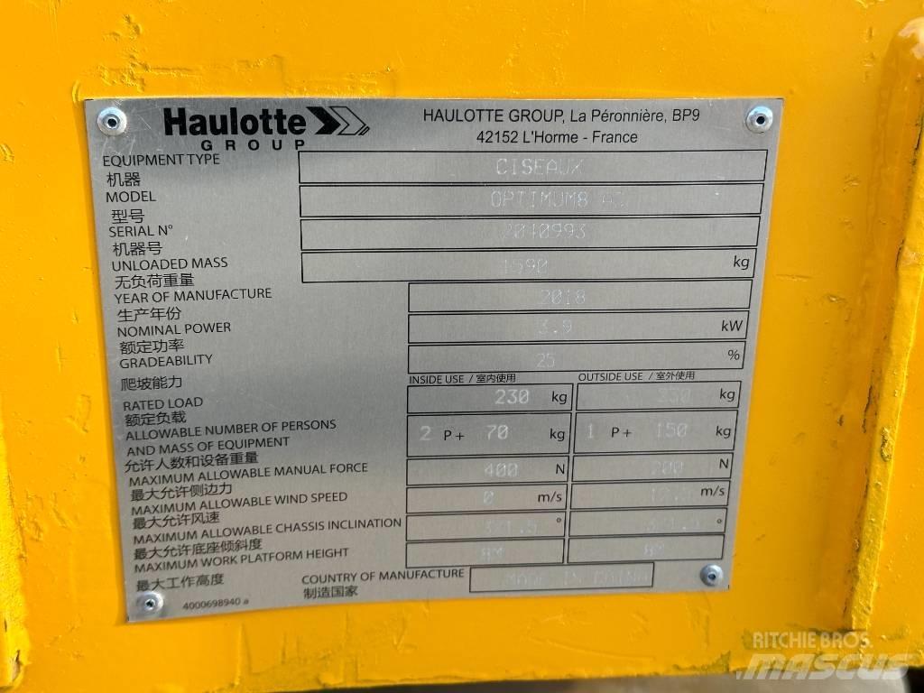 Haulotte OPTIMUM 8 Makazaste platforme