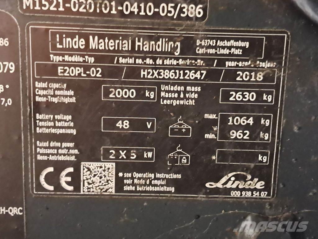 Linde E20PL-02 Električni viljuškari