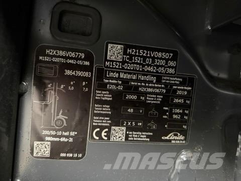 Linde E20L-02 Električni viljuškari