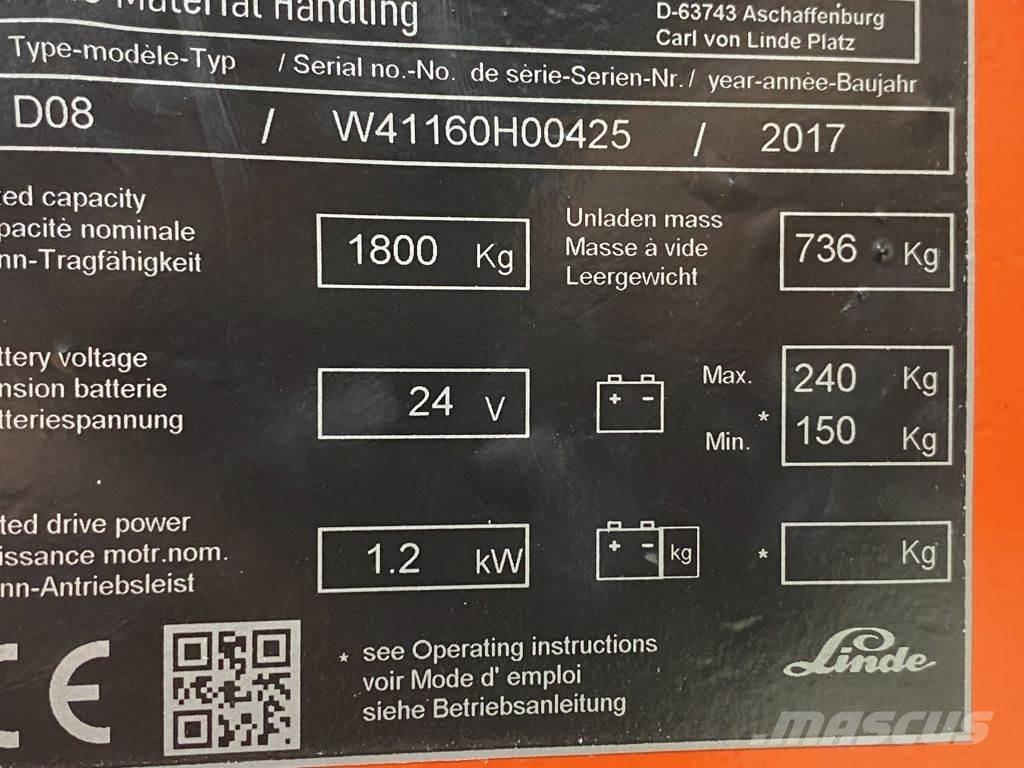 Linde D08 Ručni električni viljuškar