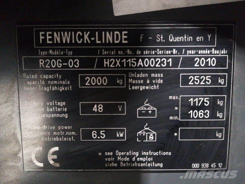 Linde R20G-03 Viljuškari sa pomičnim stupom