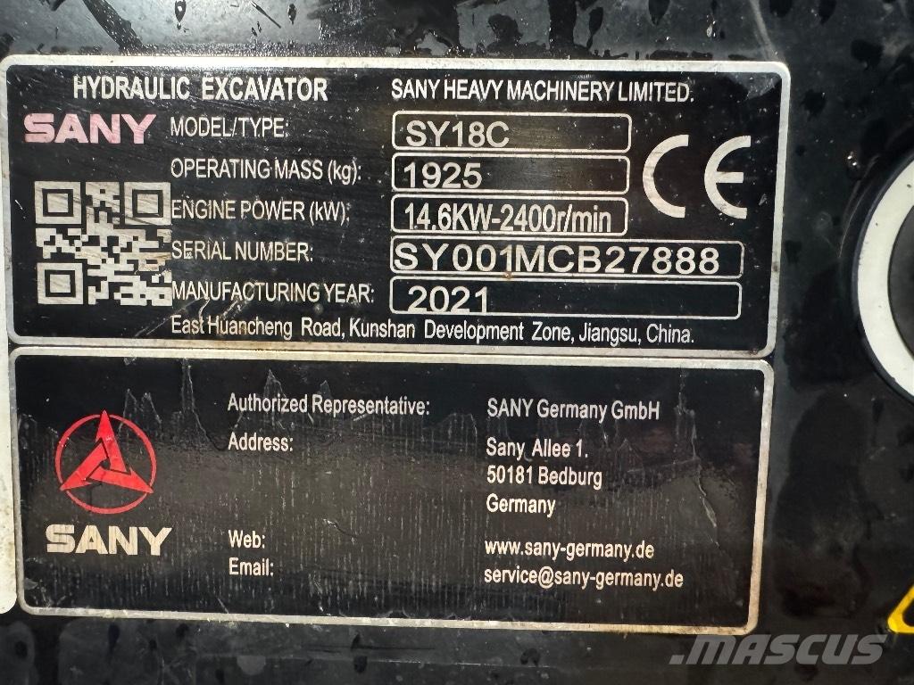 Sany SY 18 C Mini bageri < 7t