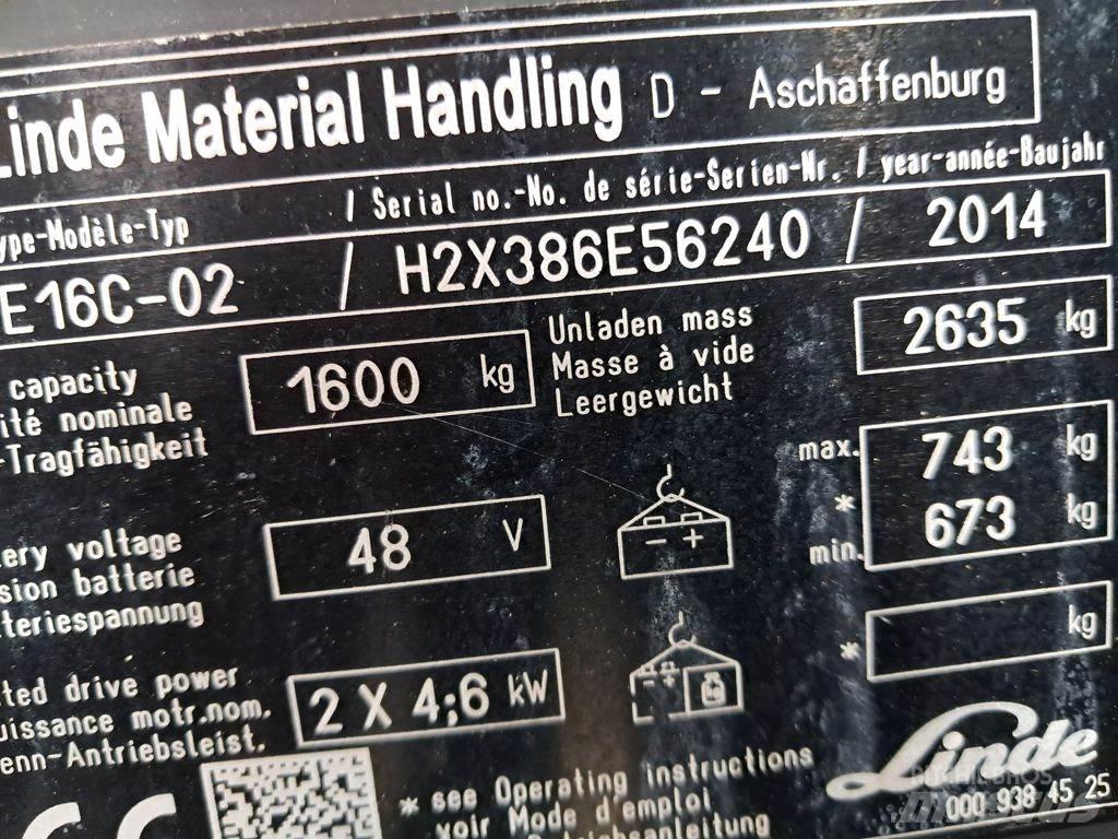 Linde E16C-02 Električni viljuškari