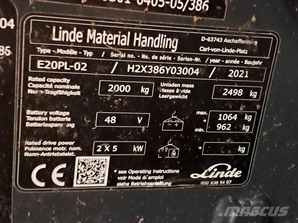 Linde E20PL-02 Električni viljuškari