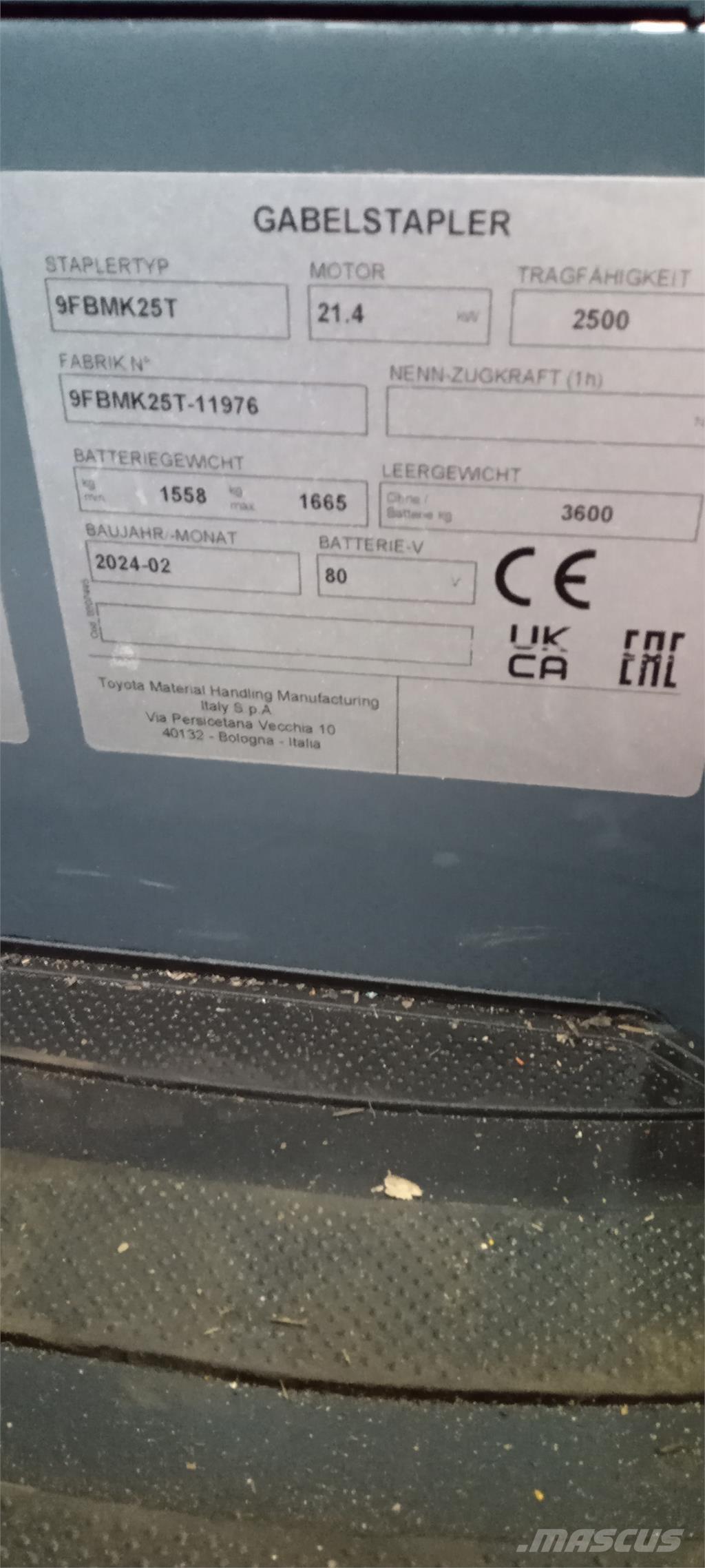 Toyota 9FBMK25T Električni viljuškari