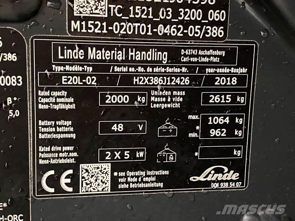 Linde E20L-02 Električni viljuškari