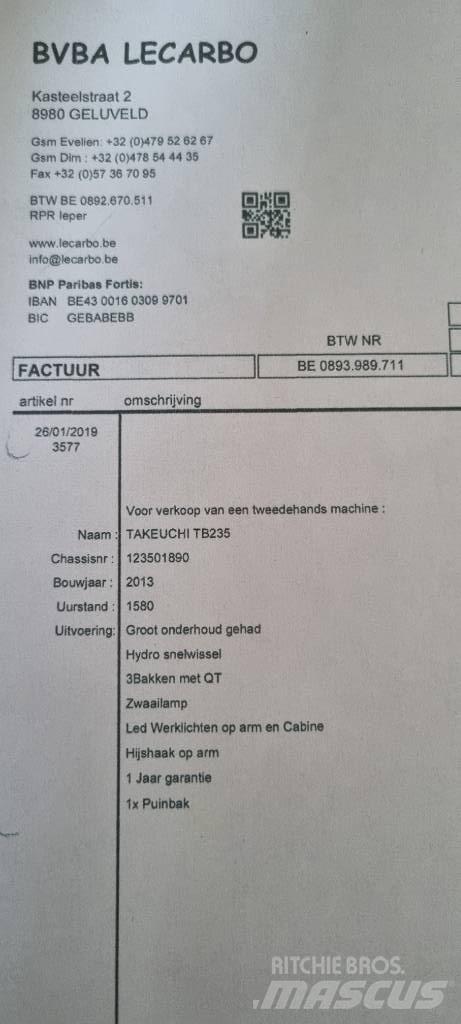 Takeuchi TB 235 Bageri guseničari