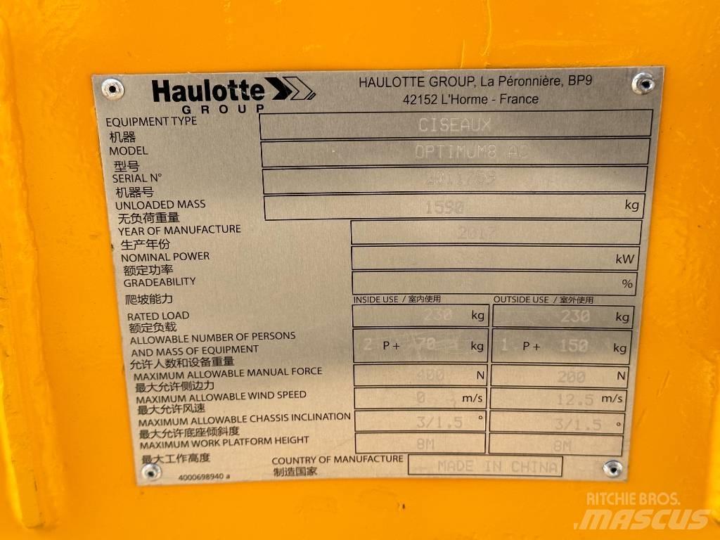 Haulotte OPTIMUM 8 Makazaste platforme