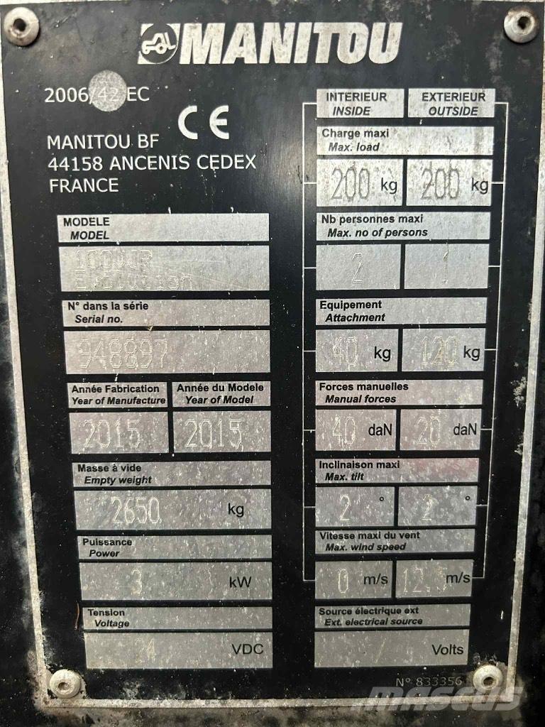 Manitou 100 VJR Jarbolne penjajuće platforme