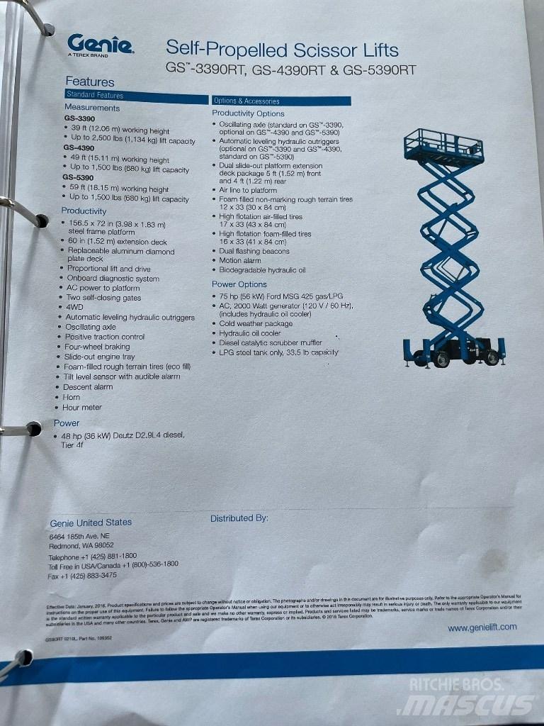Genie GS 5390 RT Makazaste platforme