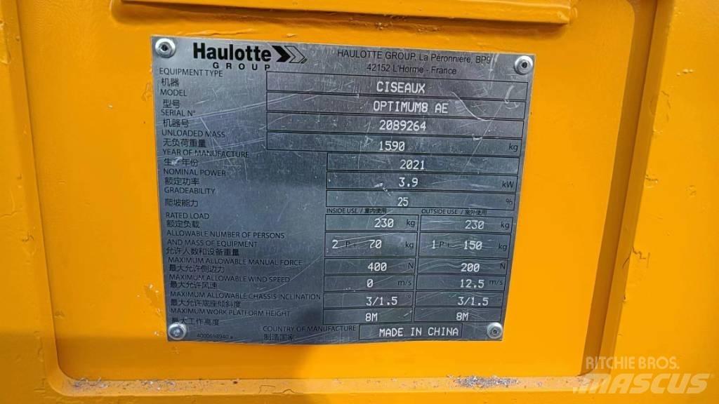 Haulotte OPTIMUM 8 Makazaste platforme
