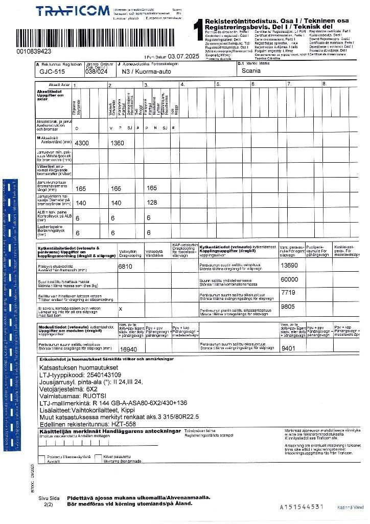 Scania R 144 Rol kiper kamioni sa kukom za podizanje tereta