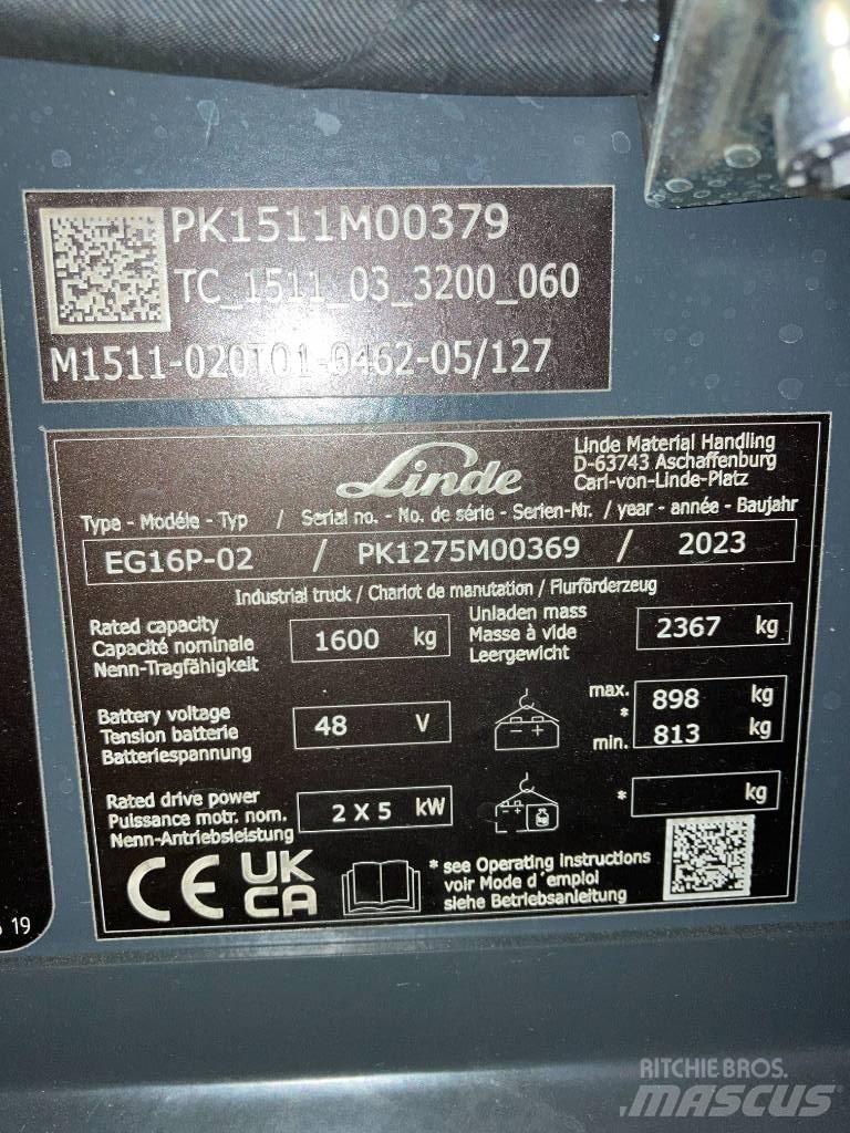 Linde EG16P/1275-02 Električni viljuškari