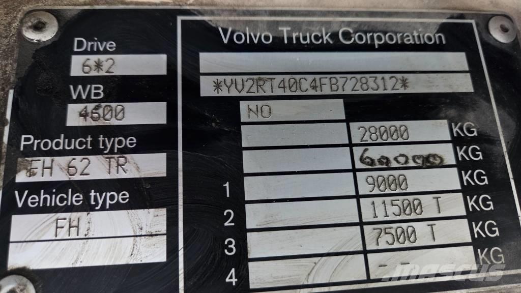 Volvo FH500 6X2 Rol kiper kamioni sa kukom za podizanje tereta