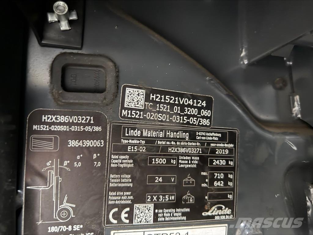 Linde E15 -02 Električni viljuškari