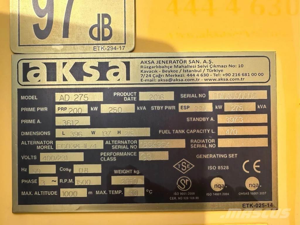 Doosan Aksa AD275 Ostali generatori