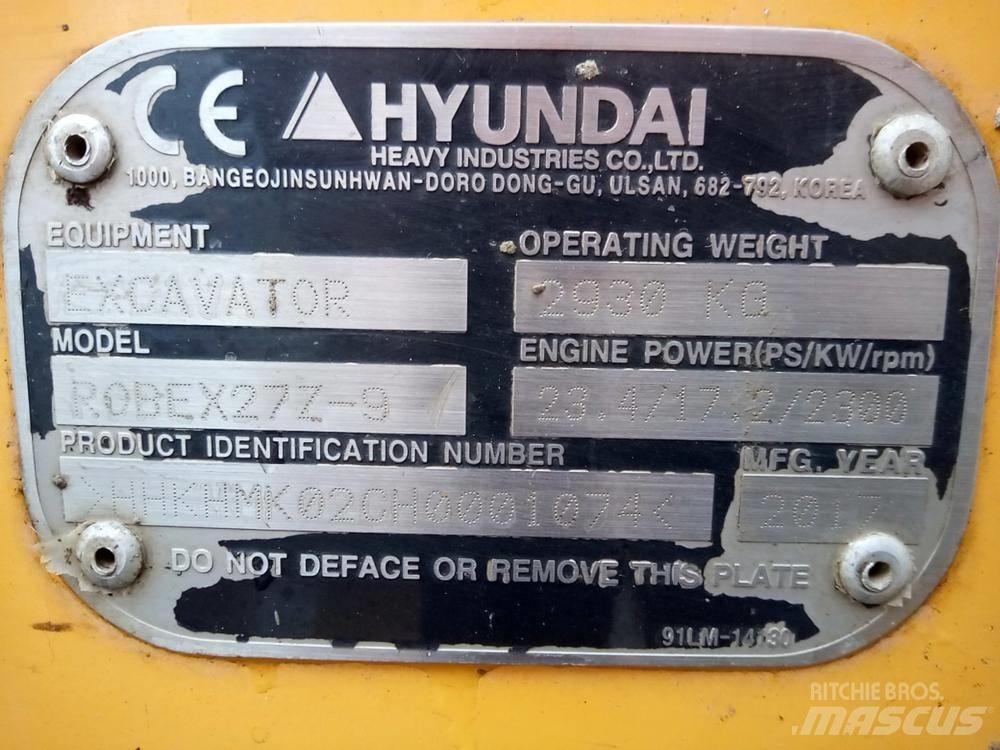 Hyundai Robex 27Z-9 Mini bageri < 7t