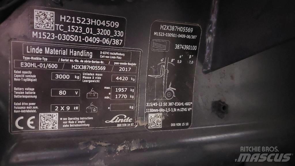 Linde E 30HL-01/600 Električni viljuškari