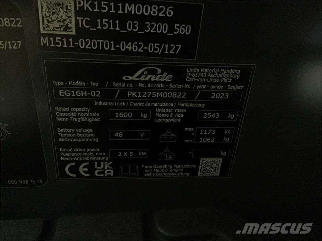 Linde EG16H Električni viljuškari