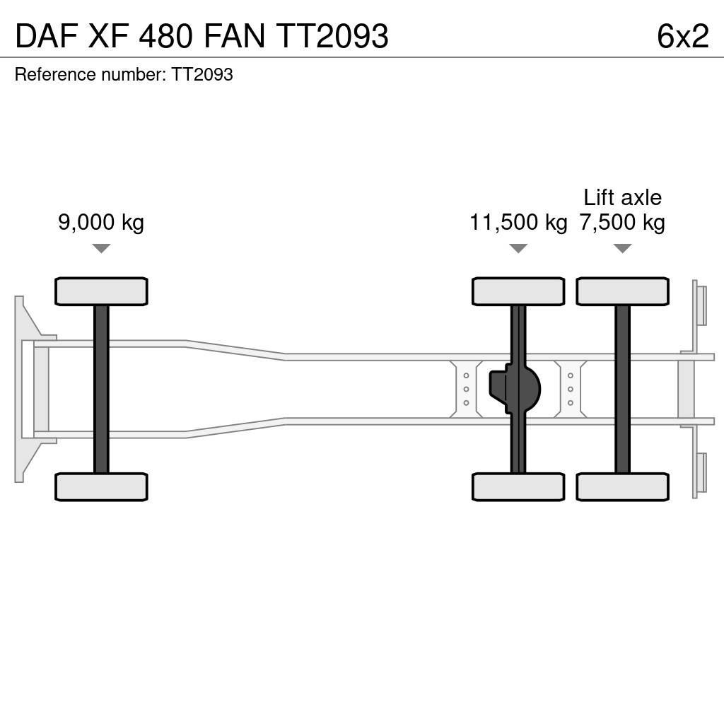 DAF XF 480 FAN Rol kiper kamioni sa kukom za podizanje tereta