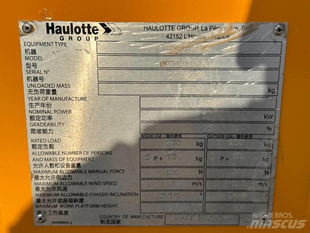Haulotte OPTIMUM 8 Makazaste platforme
