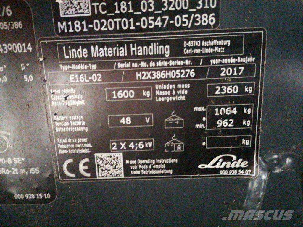 Linde E16L-02 Električni viljuškari