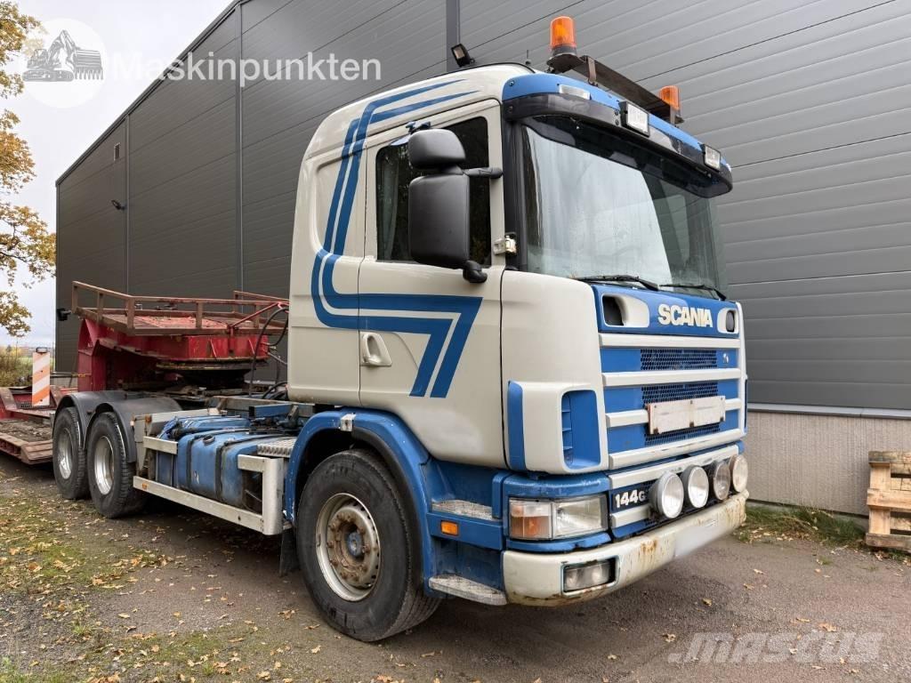 Scania R 144 GB Rol kiper kamioni sa kukom za podizanje tereta