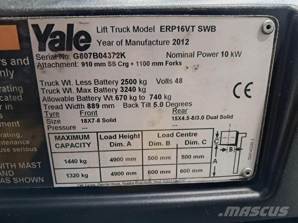 Yale ERP16VT SWB Električni viljuškari