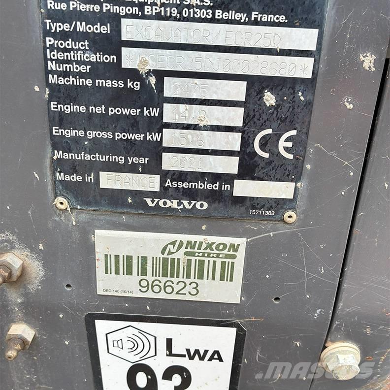 Volvo ECR25D Mini bageri < 7t