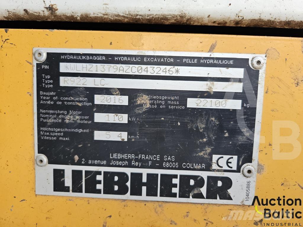Liebherr R922 LC Bageri guseničari