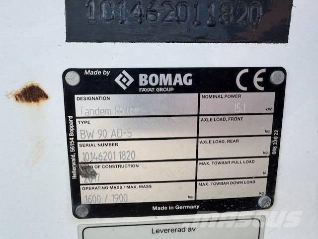 Bomag BW90 AD-5, Vält Valjci sa duplim bubnjem