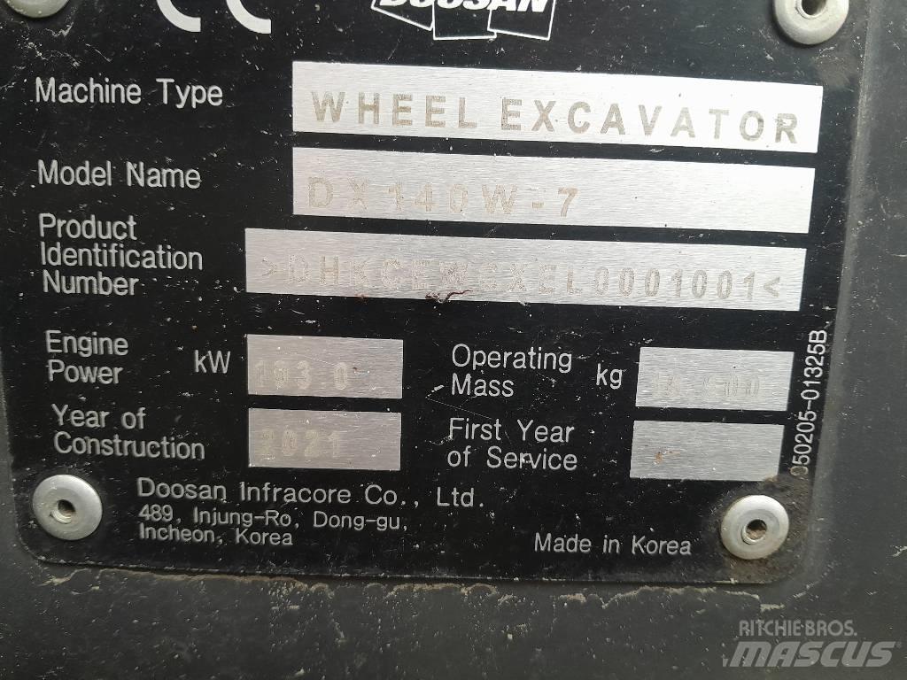 Doosan DX140W-7 Bageri točkaši