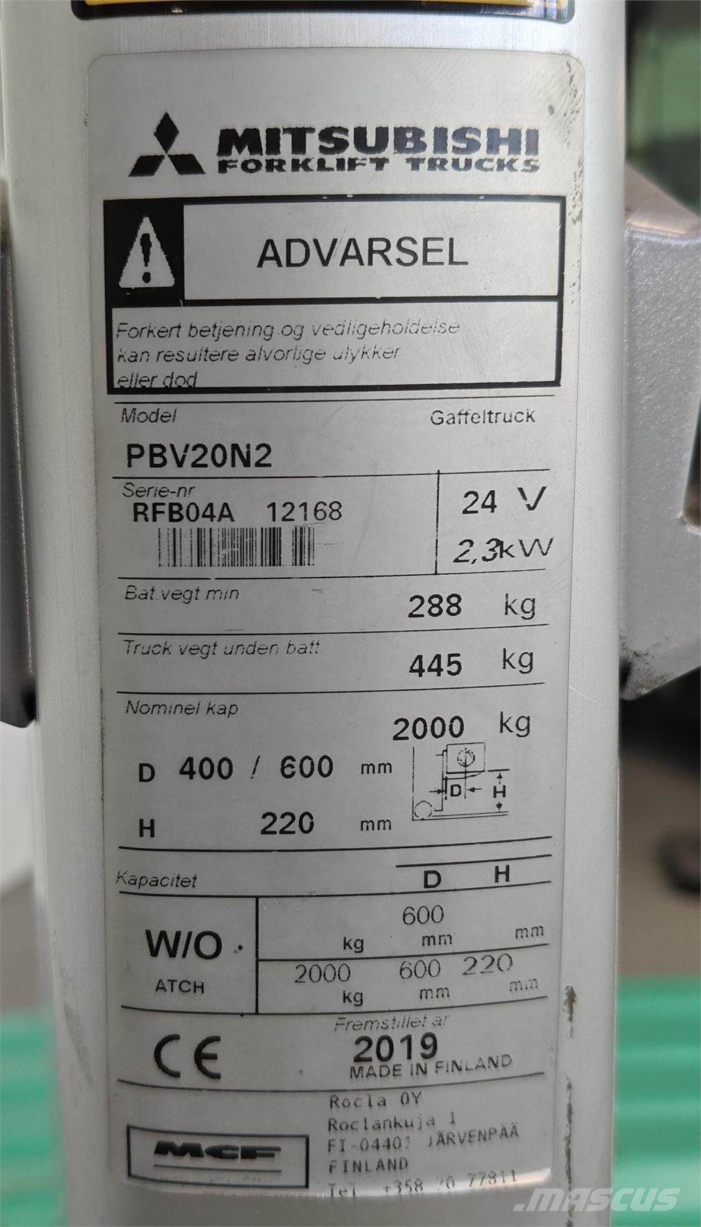 Mitsubishi PBV20N2 Platformna kolica
