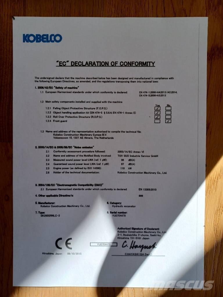 Kobelco SK 260 SR LC Bageri guseničari