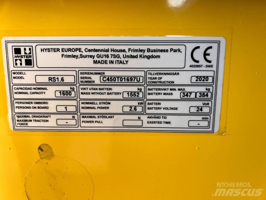 Hyster RS1.6 Samopogonski ručni viljuškari