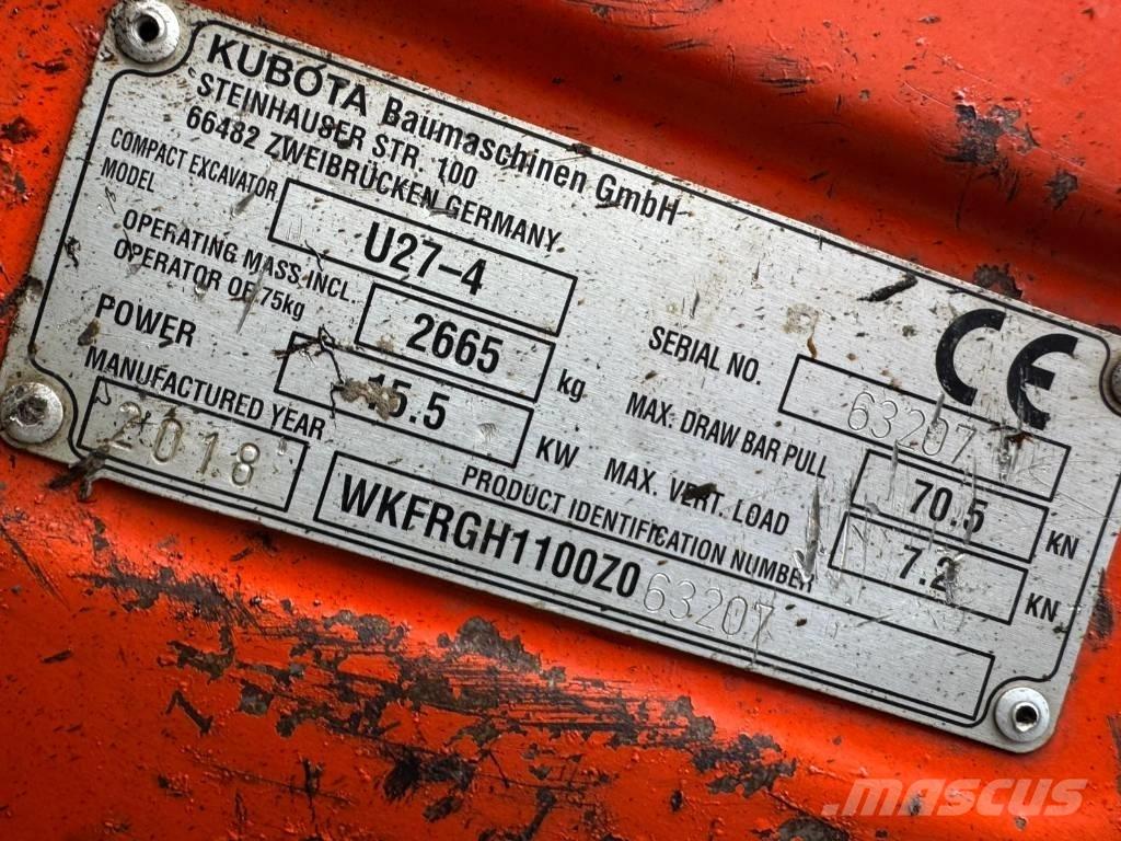 Kubota U 27-4 Mini bageri < 7t