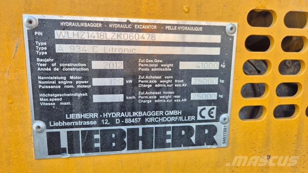 Liebherr A 934 C Bageri za prenos primarnih/sekundarnih sirovina