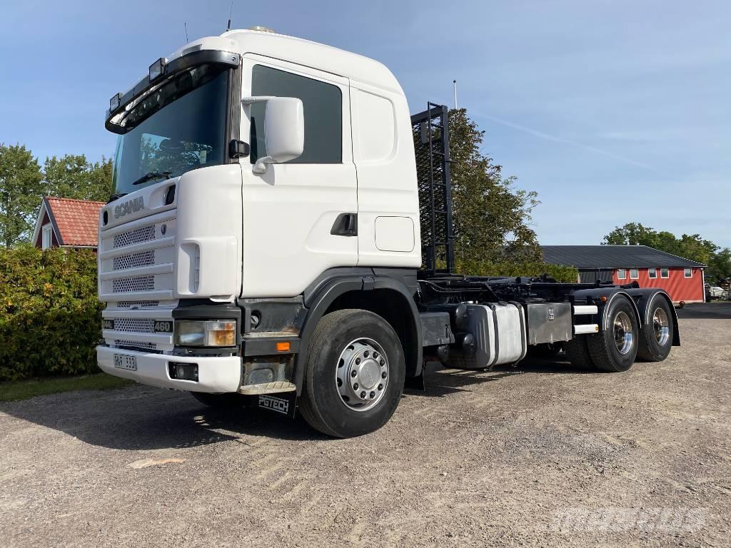 Scania R 144 Rol kiper kamioni sa kukom za podizanje tereta