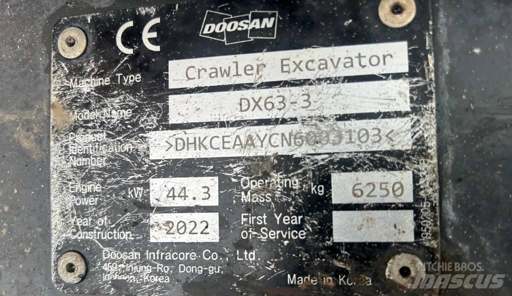 Doosan DX 63-3 Bageri guseničari