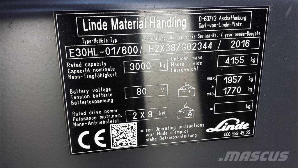 Linde E30/600HL Električni viljuškari