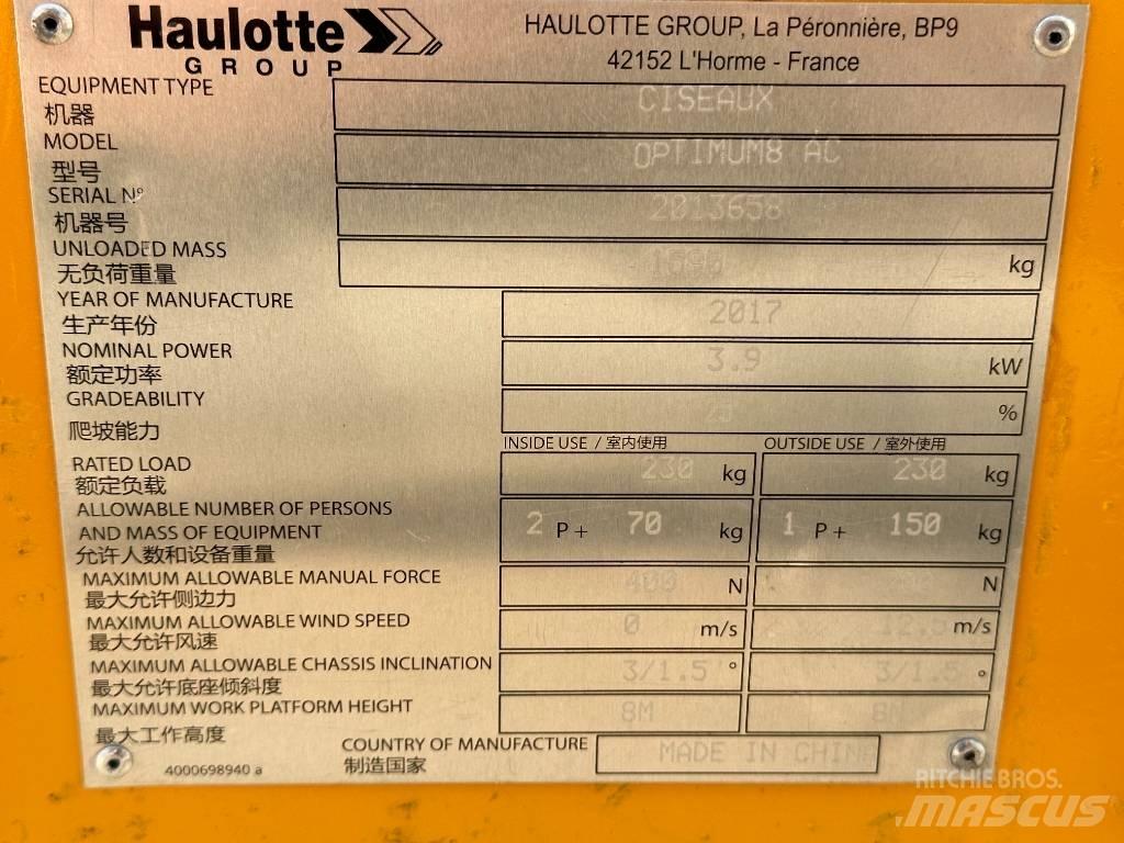 Haulotte OPTIMUM 8 Makazaste platforme