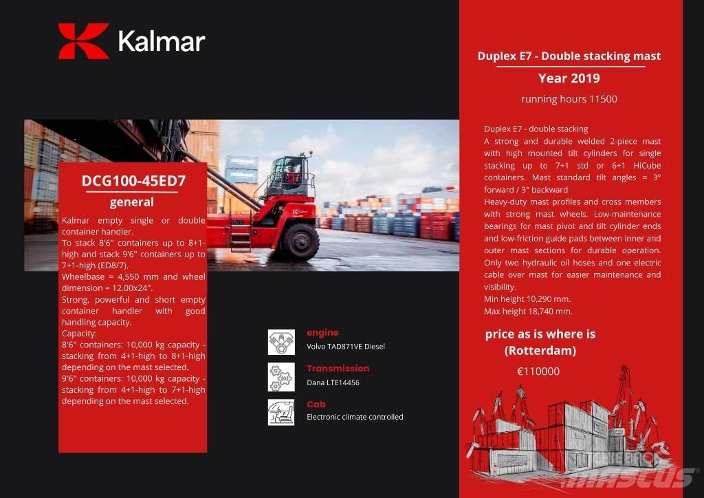 Kalmar DCG 100-45ED7 Kontejnerski viljuškari