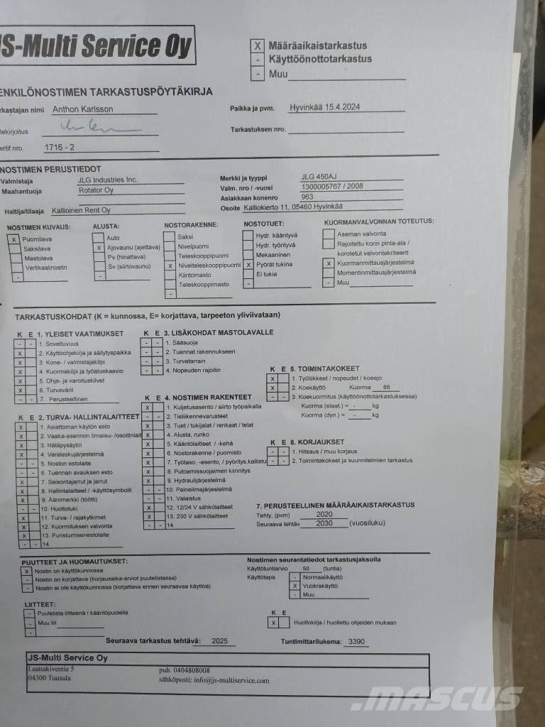 JLG 450 AJ Zglobne podizne platforme