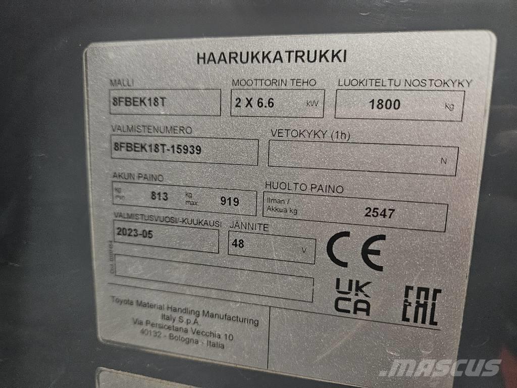 Toyota 8 FBEK 18 T Električni viljuškari
