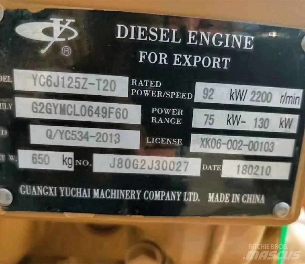 Yuchai YC6J125Z-T20 Motori za građevinarstvo