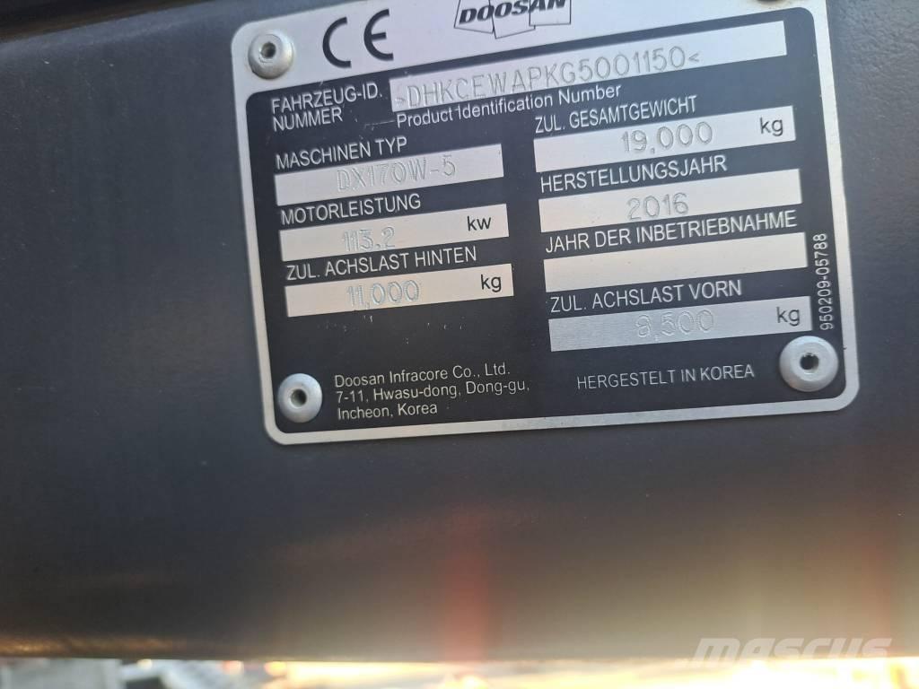 Doosan DX170W-5 Bageri točkaši