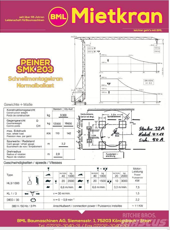 Peiner SMK203N Kranovi tornjevi
